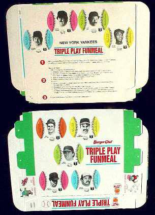 Yankees - 1977 Burger Chef UNFOLDED Funmeal Box COMPLETE TEAM SET  cards value