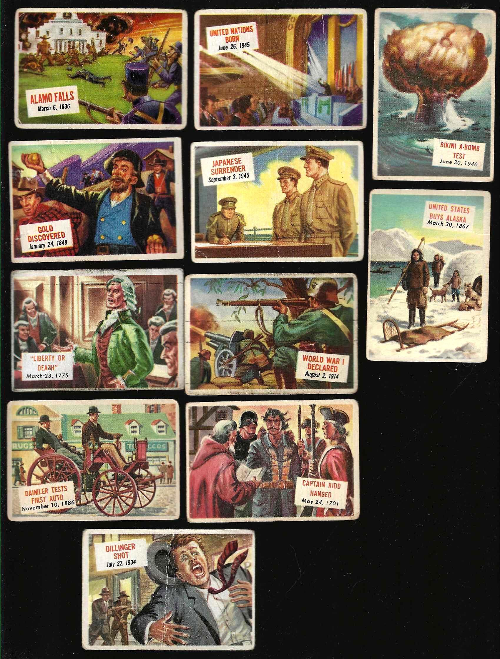 1954 Topps SCOOPS  -  Lot of (12) Major Events Non-Sport cards value