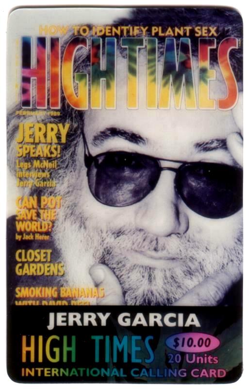 1994 JERRY GARCIA - $10 Phone Card - High Times Feb. '89 cover image Non-Sport cards value