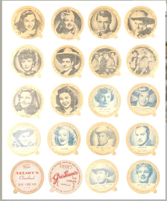 1942 Dixie  Cup Grishams Ice Cream - Lot of (8) different Non-Sport cards value