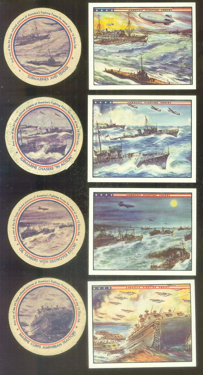 1942 Dixie Lids AMERICA'S FIGHTING FORCES #20 Troop Transports TRIO Non-Sport cards value
