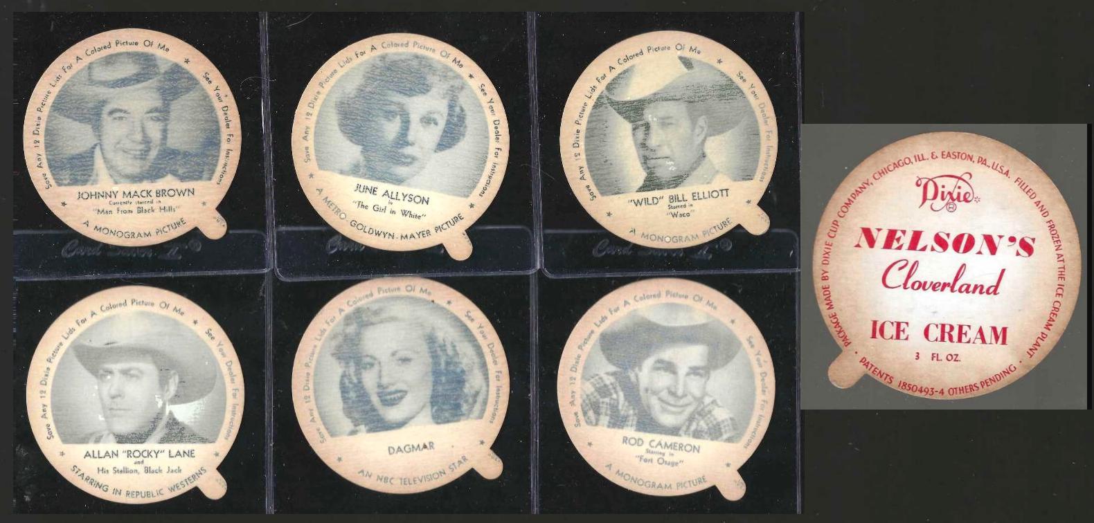 1952 Dixie Cup Nelsons  Ice Cream - Lot of (6) different Non-Sport cards value