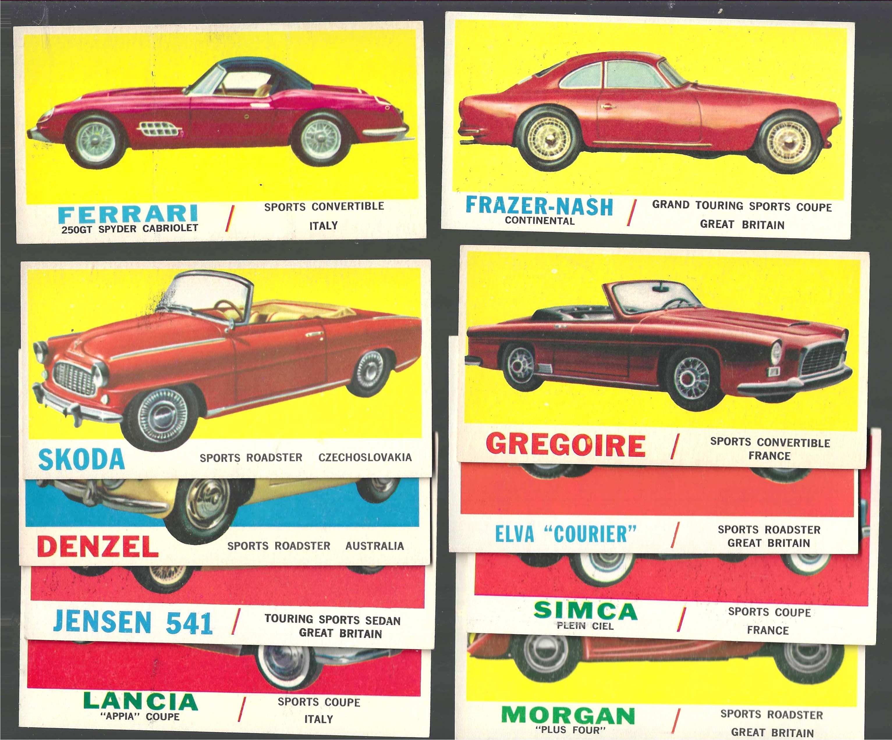 1961 Topps Sports Cars  - Lot of (10) different Non-Sport cards value