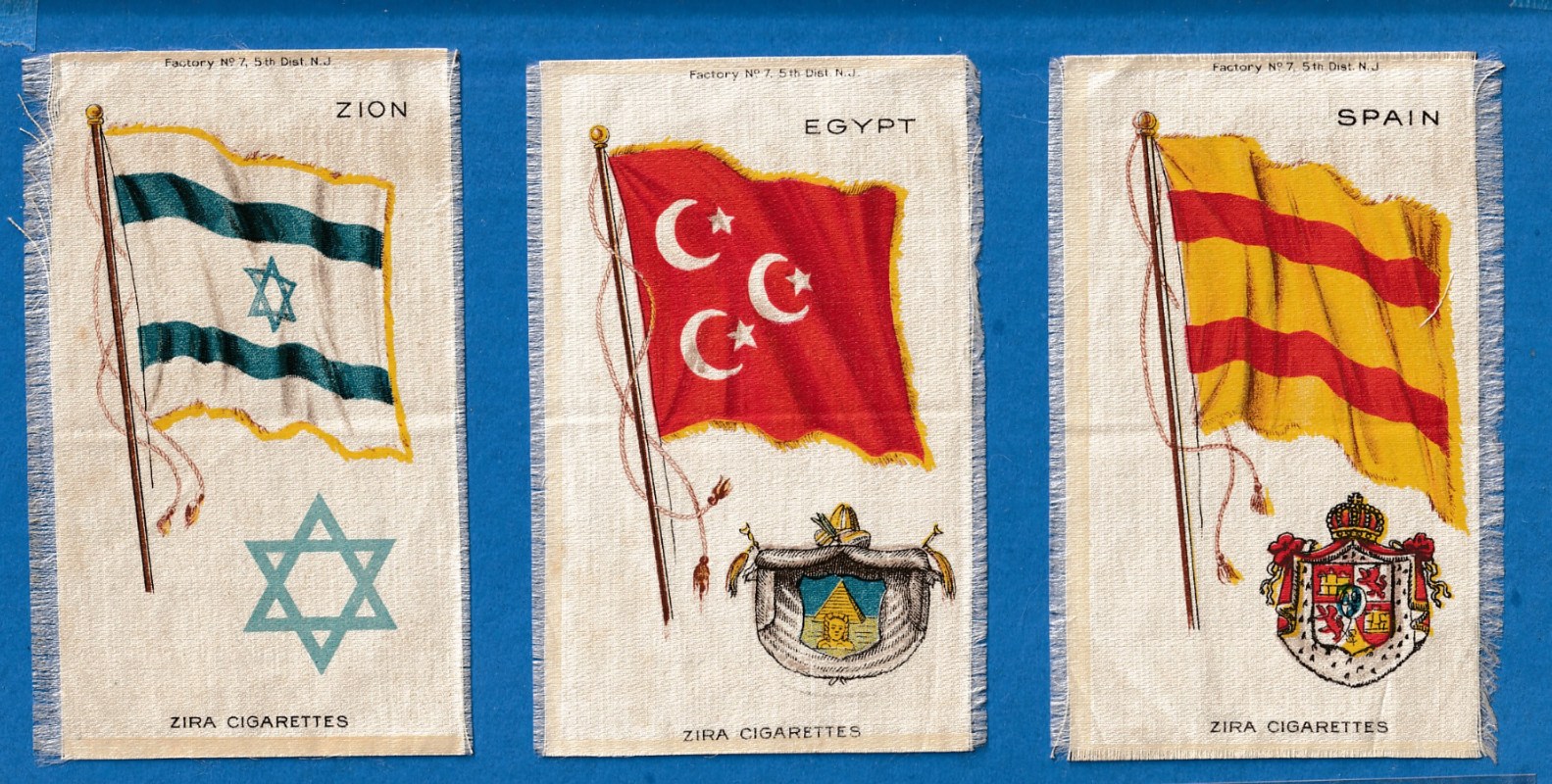 1910's Tobacco Silk Flag (3x5 in.) - Zion/Israel (Zira) Non-Sport cards value