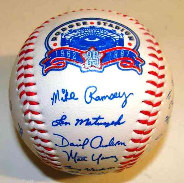 Dodgers: 1987 Stadium - 25th Anniv. Commemorative Autographed baseball  cards value