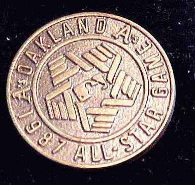 1987 Oakland A's ALL-STAR GAME Press Pin  cards value
