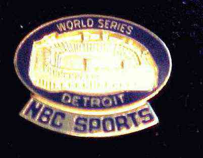 1984 Detroit TIGERS 'NBC SPORTS' WORLD SERIES Press Pin  cards value