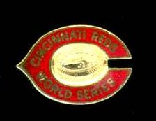 1975 Cincinatti REDS WORLD SERIES Press Pin ['C' shaped] (w/LOA & doc.)  cards value
