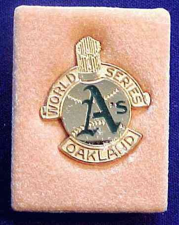 1988 Oakland A's WORLD SERIES Press Pin (w/LOA & other doc.)  cards value