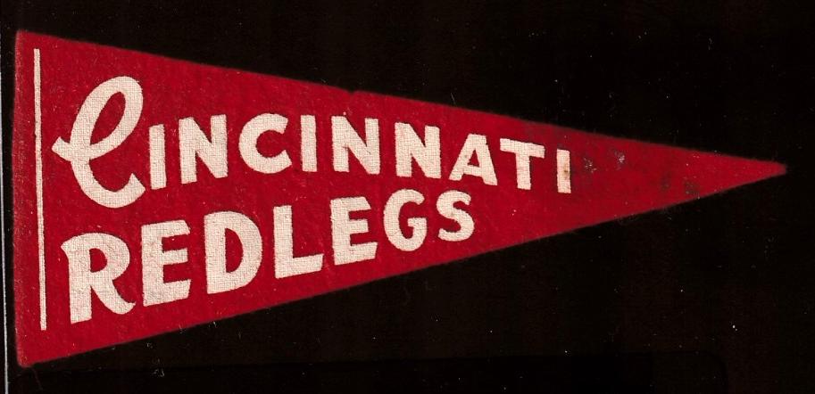 1954  Cincinnati REDLEGS - Vintage 5-1/2 inch Pennant  cards value