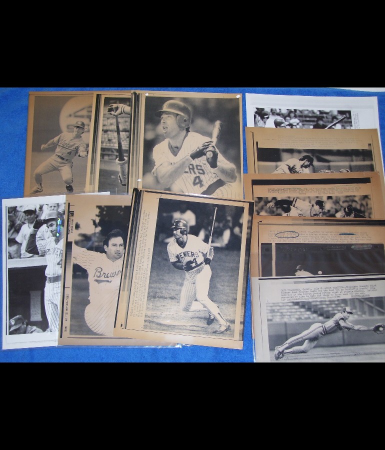 WIREPHOTO: Paul Molitor - HUGE LOT of (11) UPI & AP Wirephotos (Brewers)  cards value