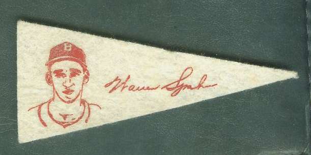 1950 American Nuts & Chocolate Pennants - WARREN SPAHN (Braves)  cards value