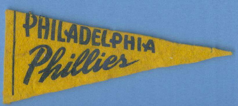 1954  Philadelphia PHILLIES - Vintage 5-1/2 inch PENNANT  cards value