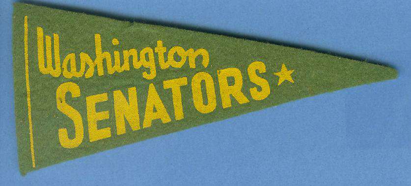 1954  Washington SENATORS - Vintage 5-1/2 inch PENNANT  cards value