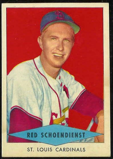 1954 Red Heart - Red Schoendienst SHORT PRINT (Cardinals)  cards value