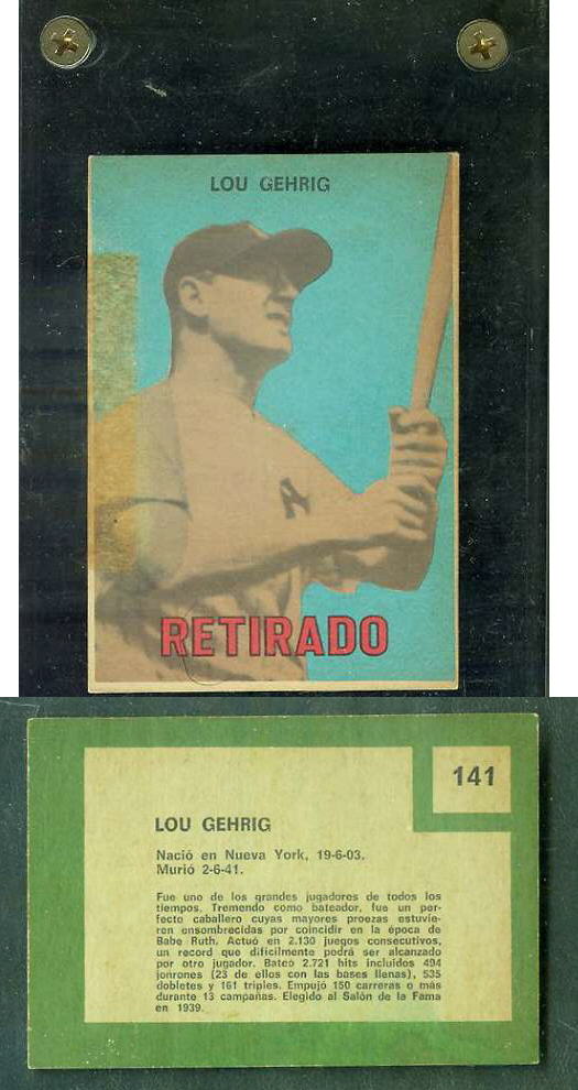 1967 Topps VENEZUELAN #141 LOU GEHRIG (Yankees)  cards value