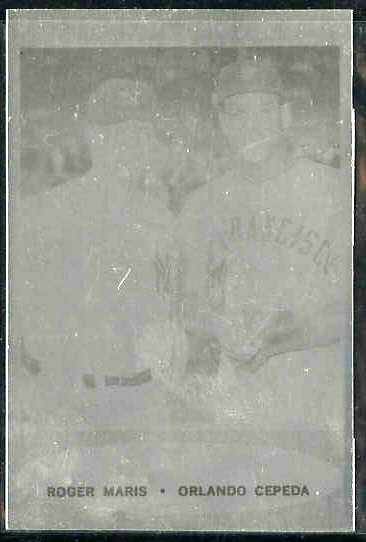 1962 Topps  ALUMINUM PRINT PLATE #401 ROGER MARIS/Orlando Cepeda  cards value
