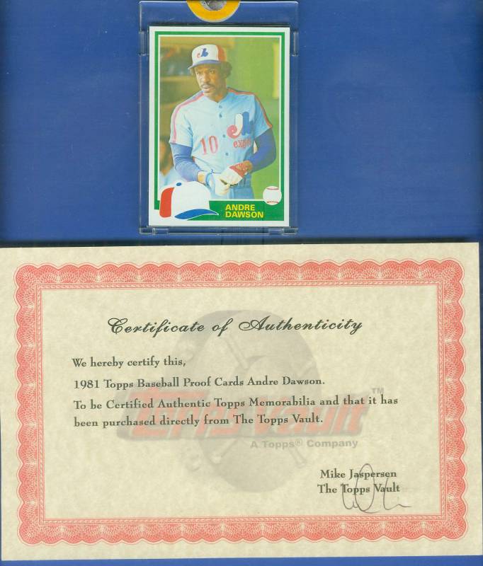 1981 Topps PROOF Full Color minus Black - ANDRE DAWSON  cards value