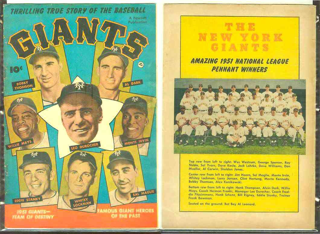 1952 GIANTS #1 Comic Book - 1951 Giants-Team of Destiny - Willie Mays  cards value