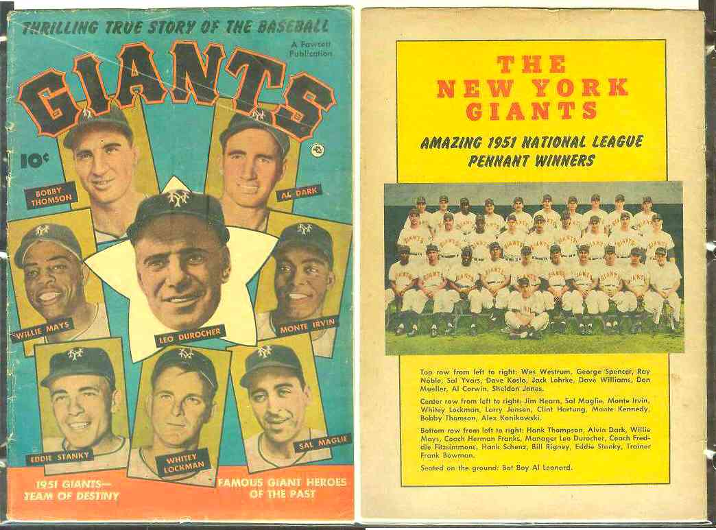 1952 GIANTS #1 Comic Book - 1951 Giants-Team of Destiny - Willie Mays  cards value