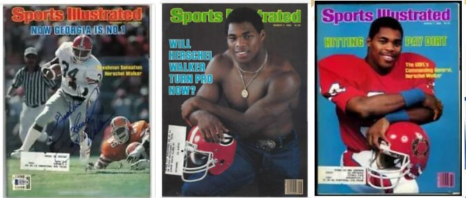 Herschel Walker - Sports Illustrated (1980,82,83) - Lot (3) w/FIRST COVER  cards value