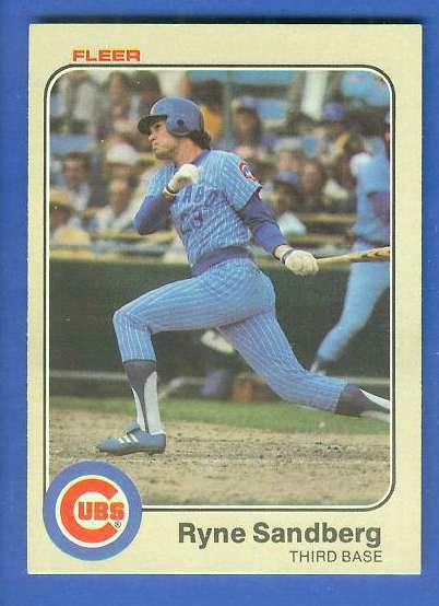 1983 Fleer #507 Ryne Sandberg ROOKIE (HALL-of-FAMER) (Cubs)  cards value
