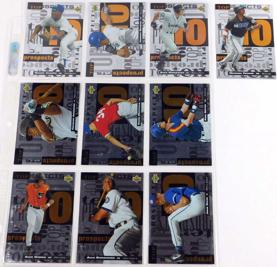 1994 Upper Deck MINOR LEAGUE - TOP 10 PROSPECTS - Complete Insert Set (10)  cards value