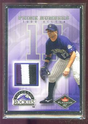 Todd Helton - 2001 Fleer Platinum RC 'Prime Numbers' GAME-USED JERSEY PATCH  cards value