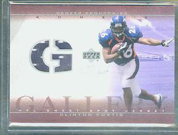 Clinton Portis - 2002 UD Sweet Spot 'Gallery' GAME-USED JERSEY (Broncos)  cards value