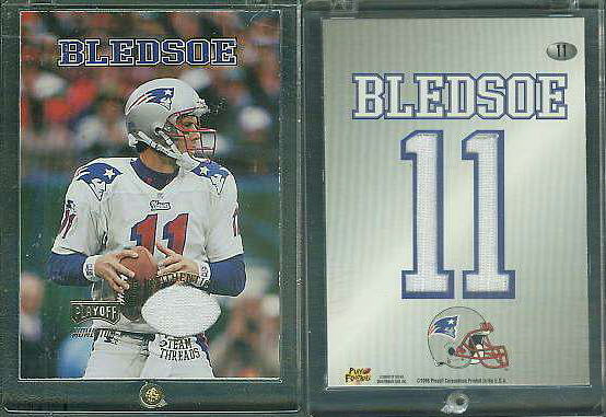 Drew Bledsoe - 1998 Playoff Momentum WHITE 'Team Threads' GAME-USED JERSEY  cards value