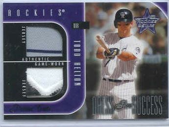Todd Helton - 2002 Leaf Rookies & Stars DOUBLE MULTI-COLOR GAME-USED JERSEY  cards value