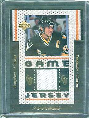 Mario Lemieux - 1996-97 Upper Deck 'Game Jersey' #GJ6 GAME-USED JERSEY Hockey cards value