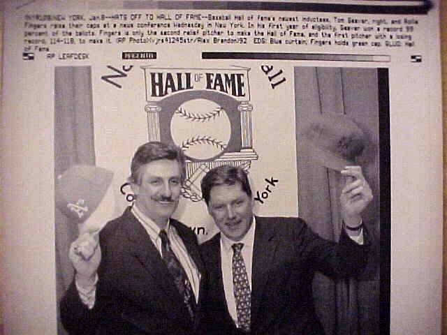 WIREPHOTO: Tom Seaver - [01/08/92] 'Hats Off To Hall Of Fame' (Mets)  cards value