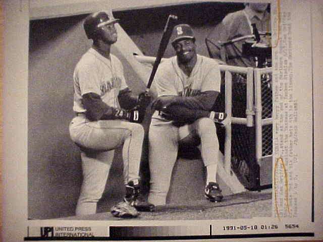 WIREPHOTO: Ken Griffey Jr - [05/17/91] 'In The Same Lineup' (Mariners)  cards value
