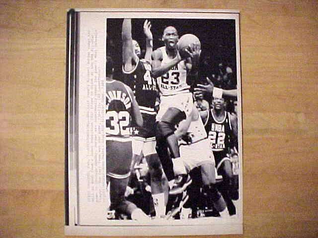 WIREPHOTO: Michael Jordan - [02/07/88] 'Overpowering' (Bulls) Basketball cards value